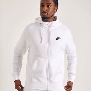 Nike Men's White Zip-Up Hoodie